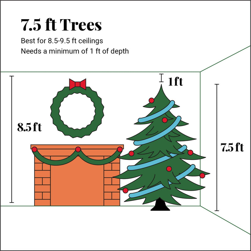 (OPEN BOX) 7.5' QUEEN FLOCK® SLIM TREE WARM WHITE LED LIGHTS, FINAL SALE