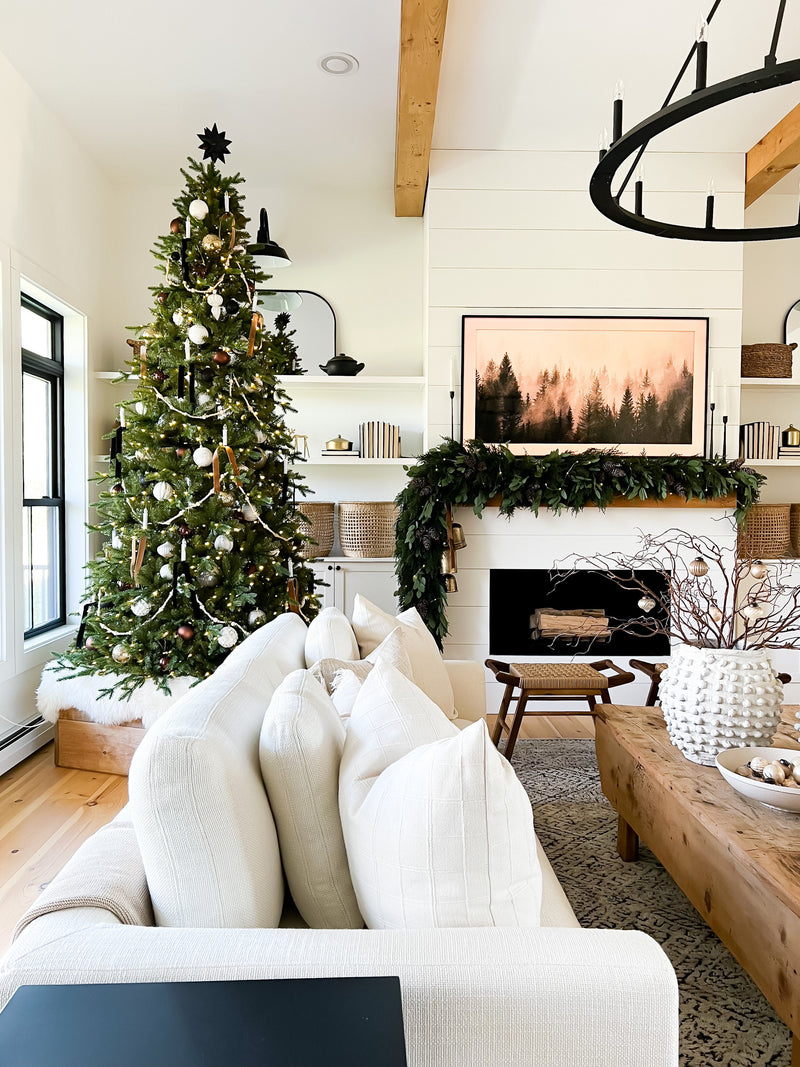 7.5' Alpine Fir Slim Artificial Christmas Tree 650 Warm White Led Lights