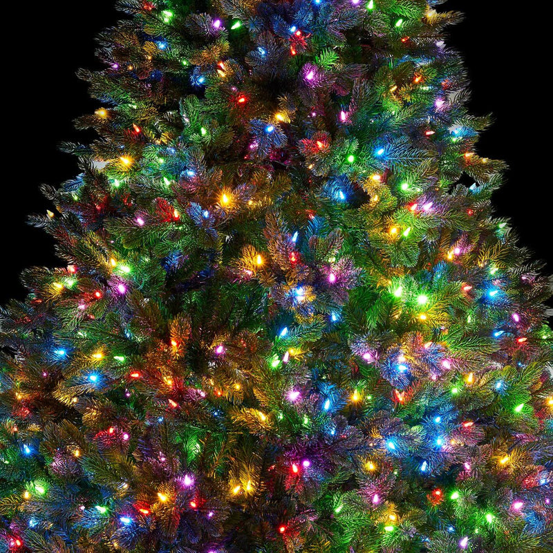 8' Cypress Spruce Artificial Christmas Tree with 1500 Warm White & Multi-Color LED Lights