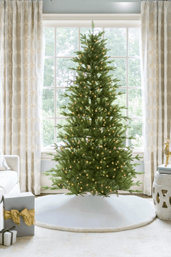 10' Alpine Fir Slim Artificial Christmas Tree 1000 Warm White Led Lights