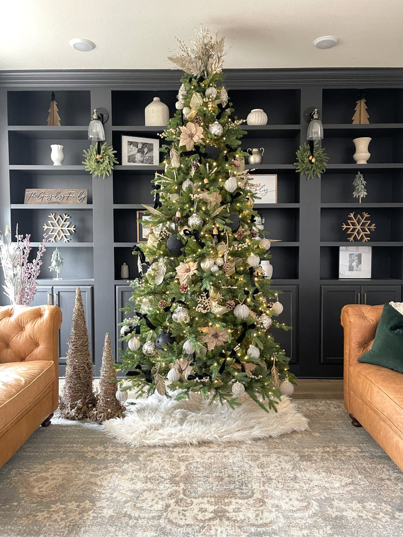 9' Alpine Fir Slim Artificial Christmas Tree 900 Warm White Led Lights