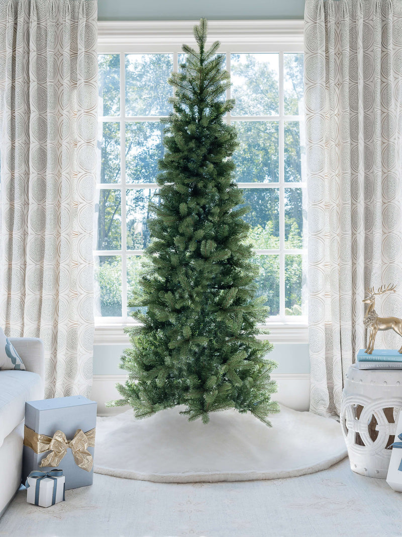 10' King Douglas Fir Slim Artificial Christmas Tree with 900 Warm White & Multi-Color LED Lights