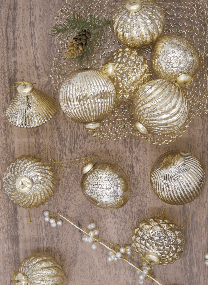 Gold Accents Glass Ornament Set (12 Pack)