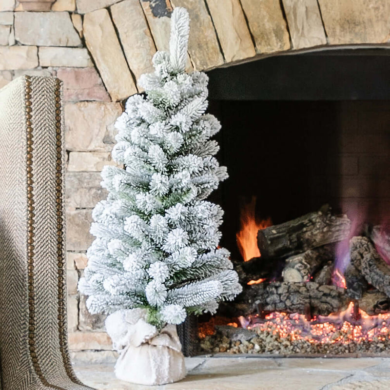 3' King Flock® Artificial Christmas Tabletop Tree Unlit
