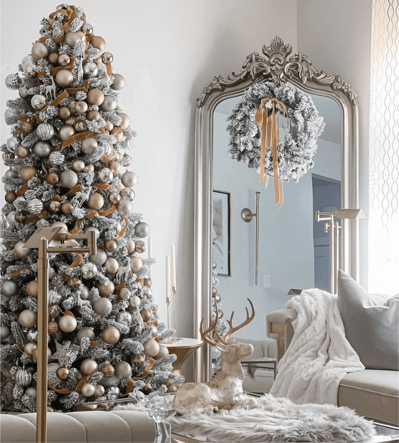 10' King Flock® Artificial Christmas Tree Unlit