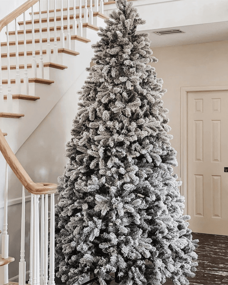 10' King Flock® Artificial Christmas Tree with 1250 Warm White LED Lights