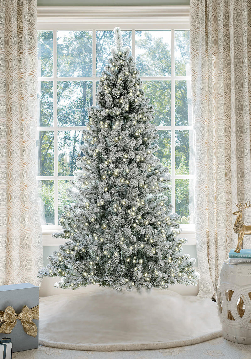 7' Prince Flock® Artificial Christmas Tree with 400 Warm White LED Lights