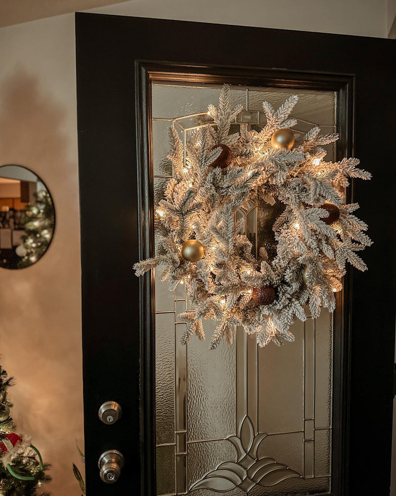 24" Queen Flock® Wreath with Warm White LED Lights (Battery Operated)