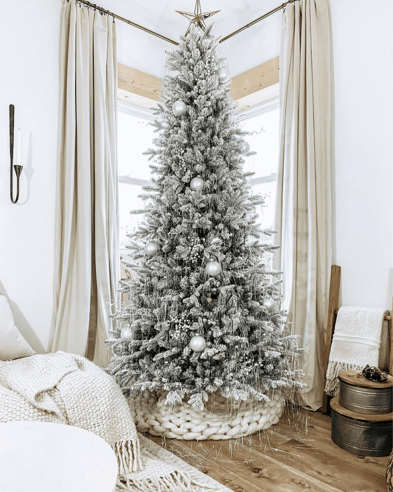6.5' Queen Flock® Slim Artificial Christmas Tree With 500 Warm White LED Lights
