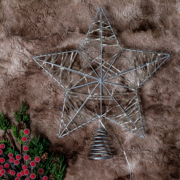 12" Silver Tree Topper Star Low Voltage Warm White Led Lights