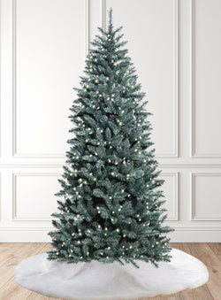 8' Tribeca Spruce Blue Slim Artificial Christmas Tree with 500 Warm White LED Lights