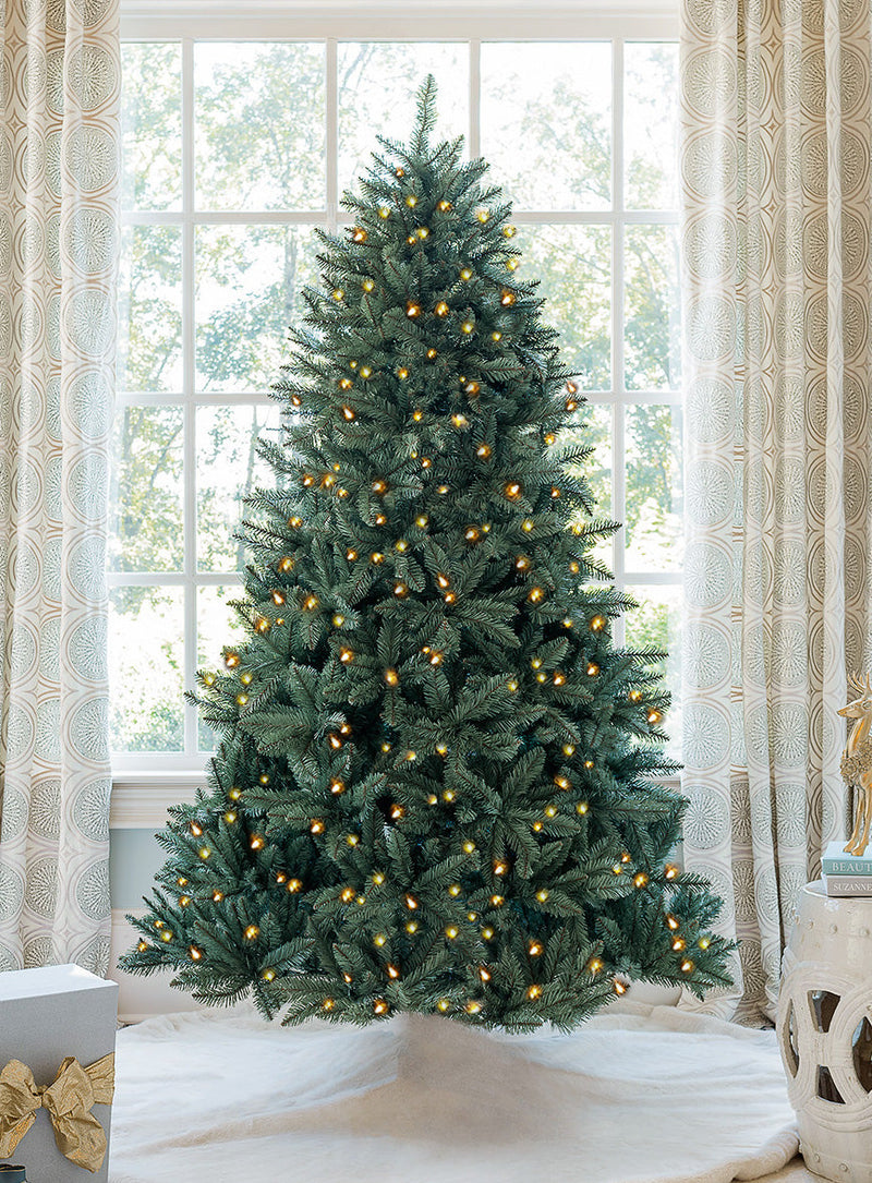 8' Tribeca Spruce Blue Artificial Christmas Tree with 650 Warm White LED Lights