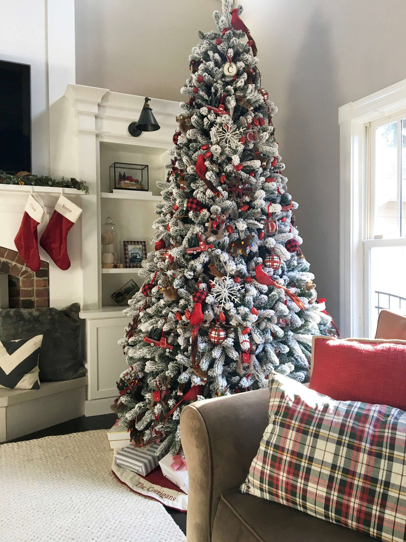 12' King Flock® Artificial Christmas Tree Unlit