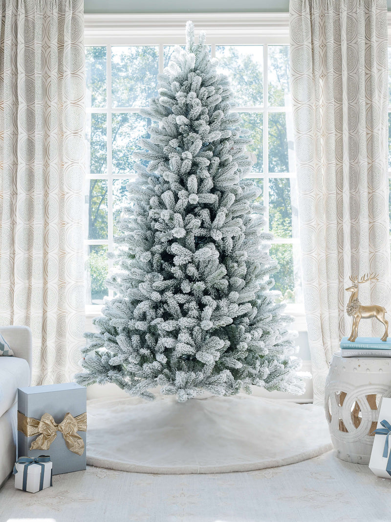 8' King Flock® Artificial Christmas Tree Unlit