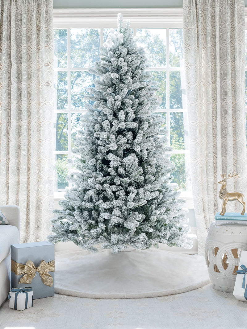 9' King Flock® Artificial Christmas Tree with 1100 Warm White LED Lights