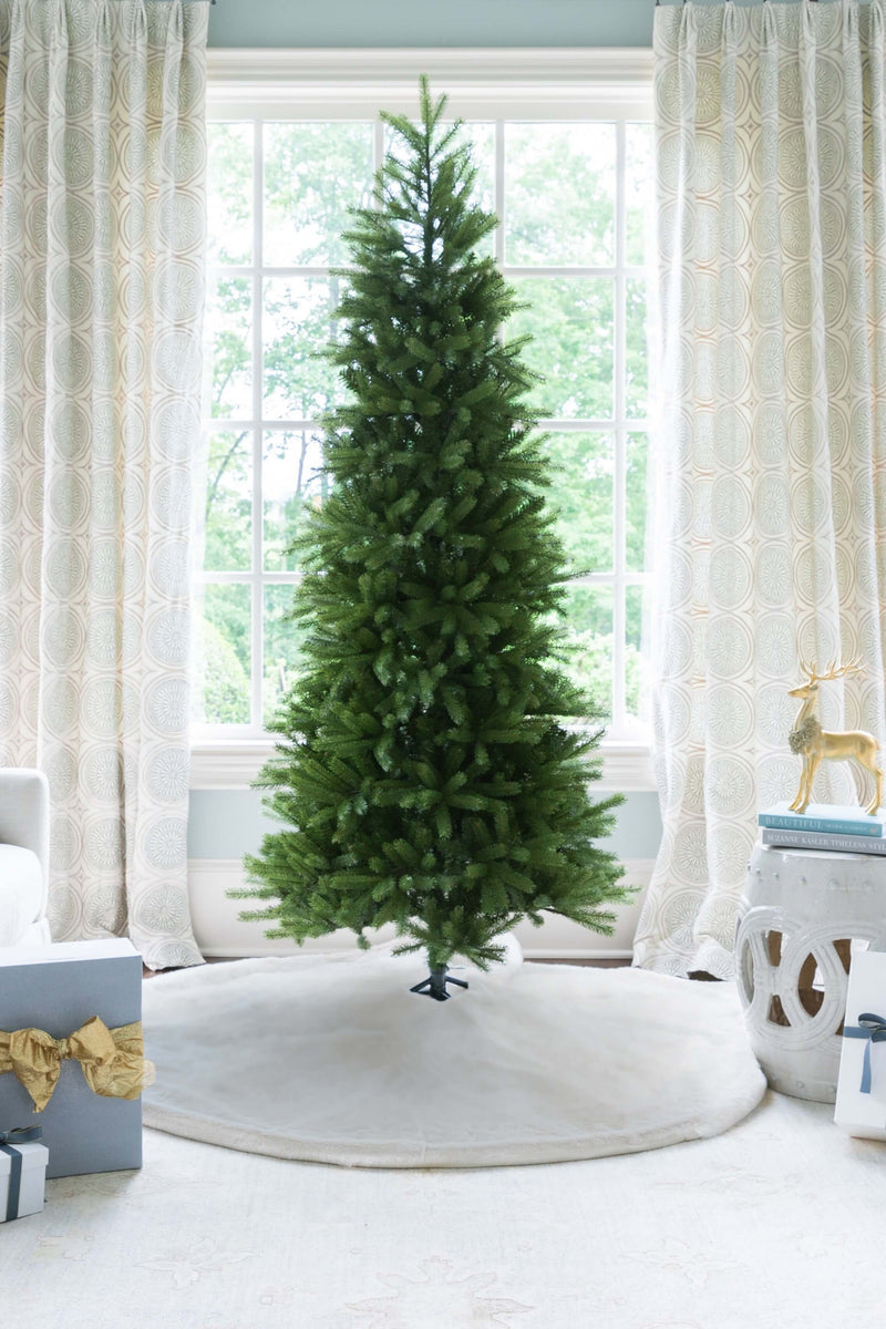 7.5' King Fraser Fir Slim Artificial Christmas Tree with 750 Dual Color Warm White & Multi-Color LED Lights