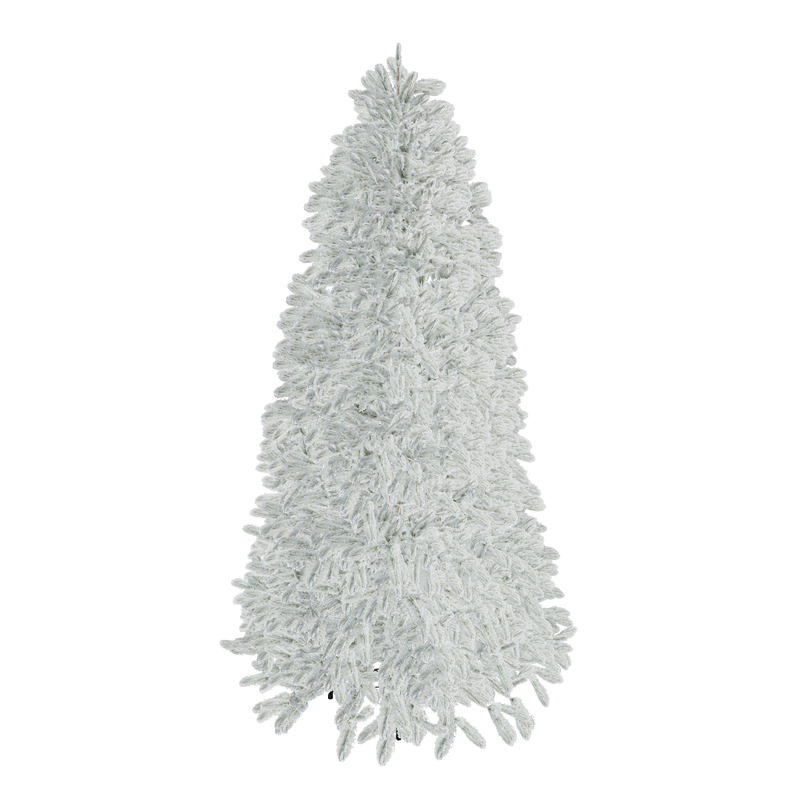 8' King Flock® Artificial Christmas Tree with 900 with Warm White LED Lights