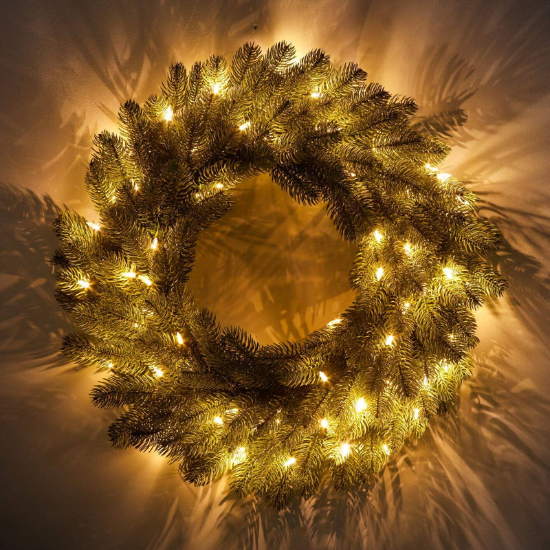 24" Royal Fir Wreath with Warm White LED Lights (Battery Operated)