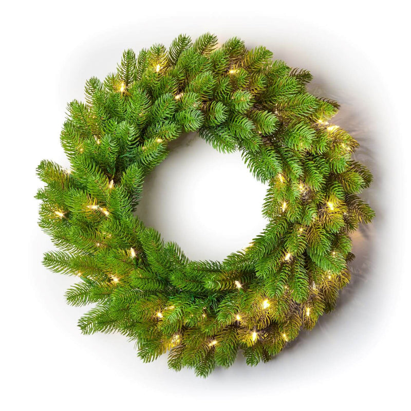 24" Royal Fir Wreath with Warm White LED Lights (Battery Operated)