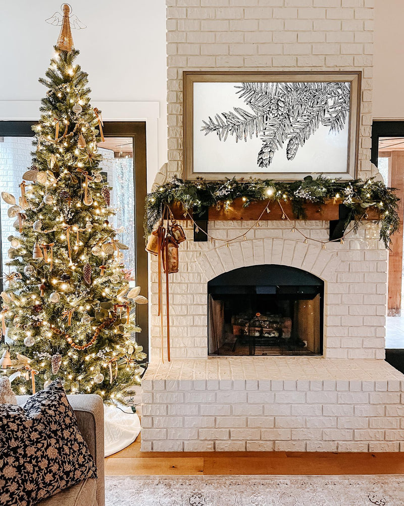 9' King Douglas Fir Slim Artificial Christmas Tree with 750 Warm White & Multi-Color LED Lights