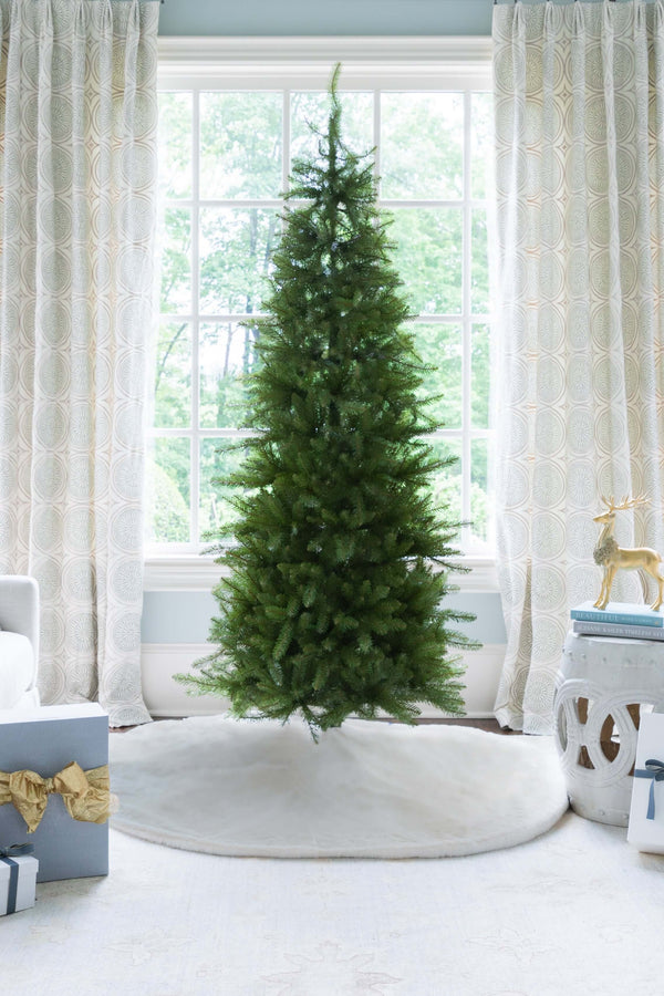 (Open Box) 7.5' Yorkshire Fir Slim Tree with Warm White LED Lights FINAL SALE