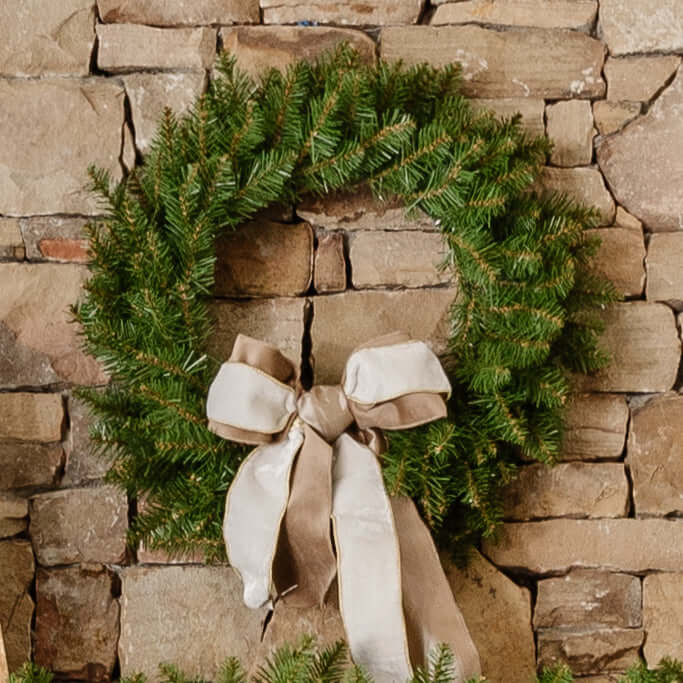 24" Yorkshire Fir Wreath with Warm White LED Lights (Battery Operated)